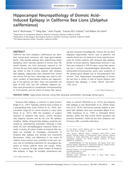 Induced Epilepsy in California Sea Lions (Zalophus Californianus)