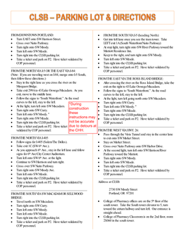 CLSB Parking & Driving Directions