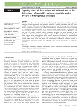 Opposing Effects of Floral Visitors and Soil Conditions on The