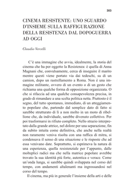 Cinema Resistente: Uno Sguardo D’Insieme Sulla Raffigurazione Della Resistenza Dal Dopoguerra Ad Oggi