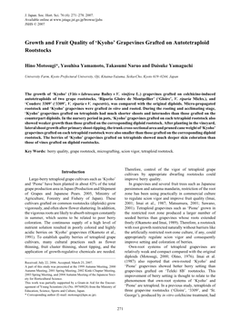 Growth and Fruit Quality of 'Kyoho' Grapevines Grafted On