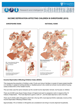 Income Deprivation Affecting Children in Shropshire (2010)