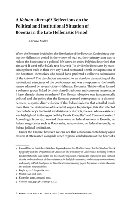 Reflections on the Political and Institutional Situation of Boeotia in the Late Hellenistic Period1