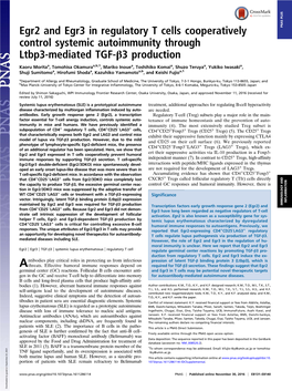 Egr2 and Egr3 in Regulatory T Cells Cooperatively Control Systemic