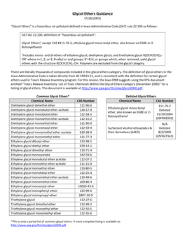 Glycol Ether Guidance