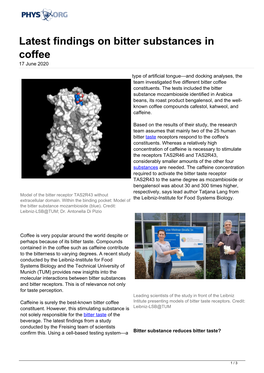 Latest Findings on Bitter Substances in Coffee 17 June 2020