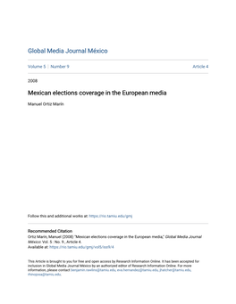Mexican Elections Coverage in the European Media