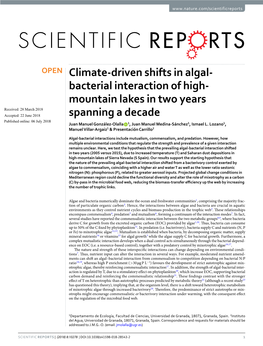 Climate-Driven Shifts in Algal-Bacterial Interaction of High-Mountain Lakes in Two Years Spanning a Decade