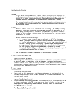 Landing Events Penalties General • Judges Should Use Airport Diagrams