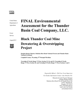 FINAL Environmental Assessment for the Thunder Basin Coal Company