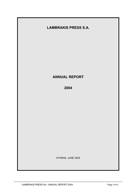 Lambrakis Press S.A. Annual Report 2004