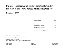 Plants, Handlers, and Bulk Tank Units Under the New York–New Jersey Marketing Orders