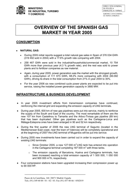 Overview of the Spanish Gas Market in Year 2005