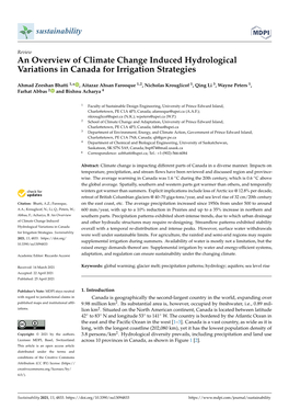 An Overview of Climate Change Induced Hydrological Variations in Canada for Irrigation Strategies