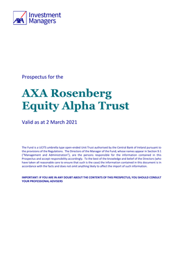 AXA Rosenberg Equity Alpha Trust