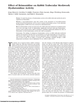 Effect of Brimonidine on Rabbit Trabecular Meshwork Hyaluronidase Activity