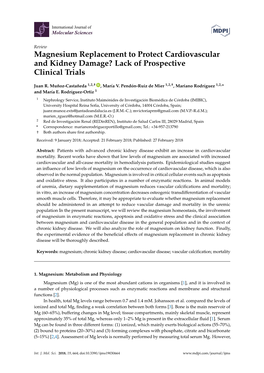 Magnesium Replacement to Protect Cardiovascular and Kidney Damage? Lack of Prospective Clinical Trials