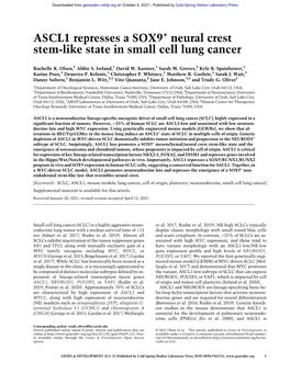 Neural Crest Stem-Like State in Small Cell Lung Cancer