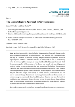 The Dermatologist's Approach to Onychomycosis