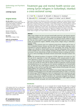 Treatment Gap and Mental Health Service Use Among Syrian Refugees