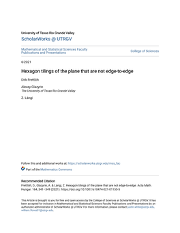 Hexagon Tilings of the Plane That Are Not Edge-To-Edge