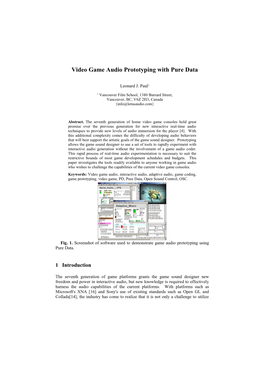 Video Game Audio Prototyping with Pure Data