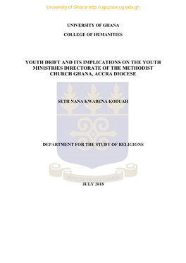 Youth Drift and Its Implications on the Youth Ministries Directorate of the Methodist Church Ghana, Accra Diocese