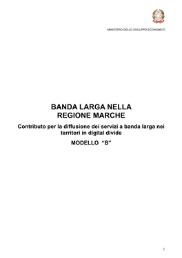 MARCHE Contributo Per La Diffusione Dei Servizi a Banda Larga Nei Territori in Digital Divide MODELLO “B”