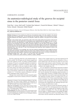 An Anatomico-Radiological Study of the Grooves for Occipital Sinus in the Posterior Cranial Fossa