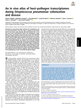 An in Vivo Atlas of Host–Pathogen Transcriptomes During Streptococcus Pneumoniae Colonization and Disease