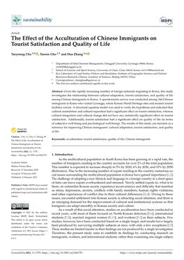 The Effect of the Acculturation of Chinese Immigrants on Tourist Satisfaction and Quality of Life