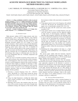 Acoustic Resonance Rejection Via Voltage Modulation Method for Hps Lamps