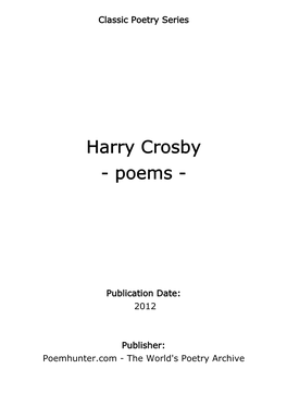 Harry Crosby - Poems