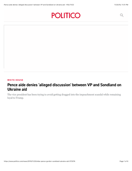 Between VP and Sondland on Ukraine Aid - POLITICO 11/20/19, 11:01 PM