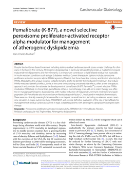 Pemafibrate (K-877), a Novel Selective Peroxisome Proliferator-Activated