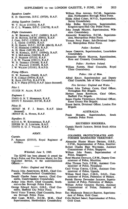 Supplement to the London Gazette, 9 June, 1949 2825