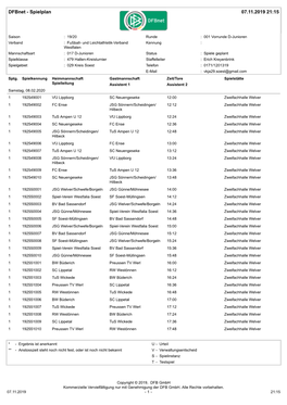 Dfbnet - Spielplan 07.11.2019 21:15