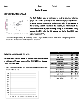 Chapter 10 Review NEXT YEAR's BATTING AVERAGE to Draft The