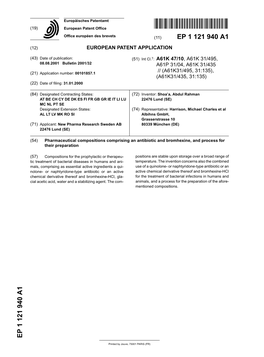 Pharmaceutical Compositions Comprising an Antibiotic and Bromhexine, and Process for Their Preparation