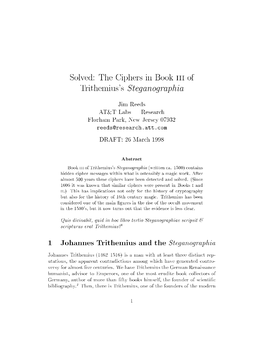 Solved: the Ciphers in Book III of Trithemius's Steganographia