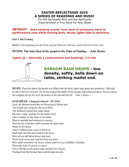 Speaster Reflex 16 - for Backing Sounds and Lyde Instruments by Dan Senn (Accompaniment to Texts Arranged by Alice Mirk)