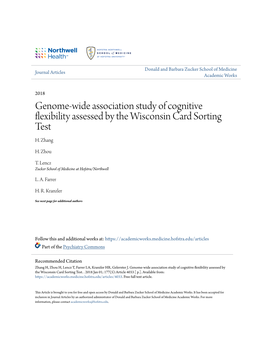 Genome-Wide Association Study of Cognitive Flexibility Assessed by the Wisconsin Card Sorting Test H