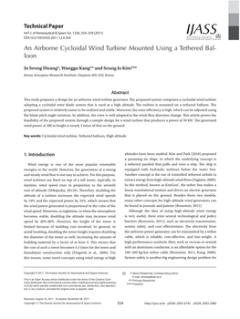 An Airborne Cycloidal Wind Turbine Mounted Using a Tethered Bal- Loon