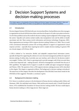 2 Decision Support Systems and Decision-Making Processes