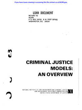 Criminal Justice M01dels: an Overview