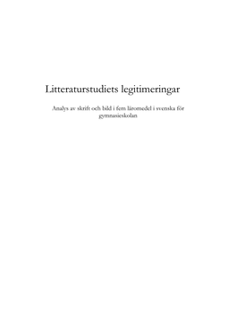 Litteraturstudiets Legitimeringar