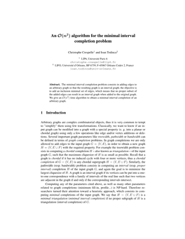 An O(N 2) Algorithm for the Minimal Interval Completion Problem