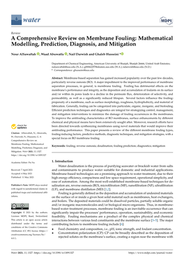 A Comprehensive Review on Membrane Fouling: Mathematical Modelling, Prediction, Diagnosis, and Mitigation