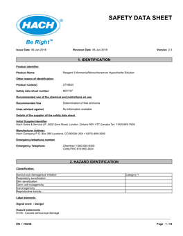 Reagent 3 Ammonia Monochloramine Hypochlorite Solution