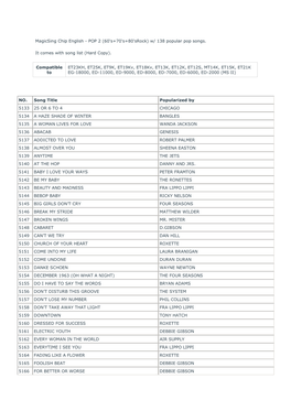 Magicsing Chip English - POP 2 (60'S+70'S+80'Srock) W/ 138 Popular Pop Songs